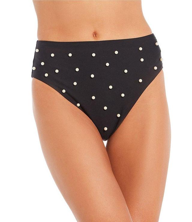 Antonio Melani Solid Pearl Embellished High Waisted Swim Bottom Product Image