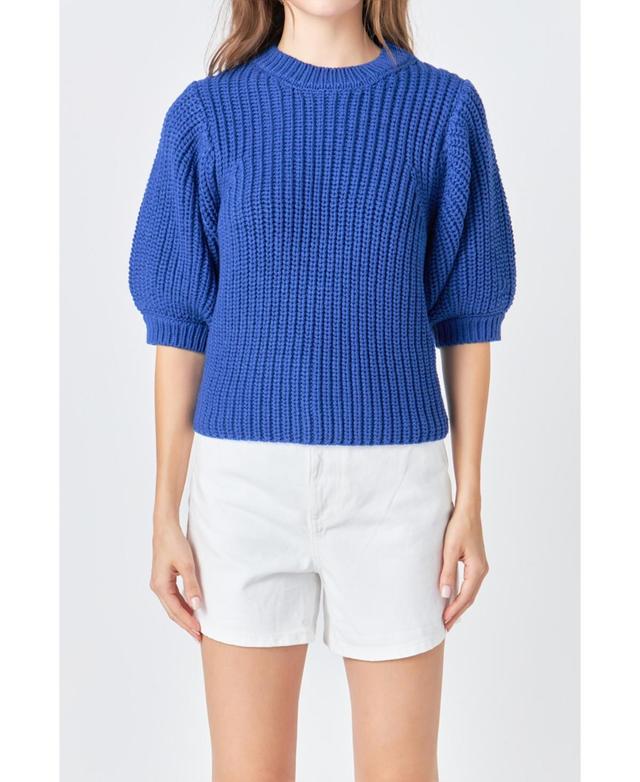 Women's Round-neck Short Sleeve Knit Sweater Product Image