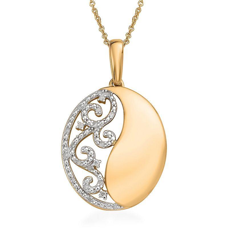 14k Gold Over Silver 1/ 10 Carat T.W. Diamond Pendant Necklace, Womens Gold Tone Product Image