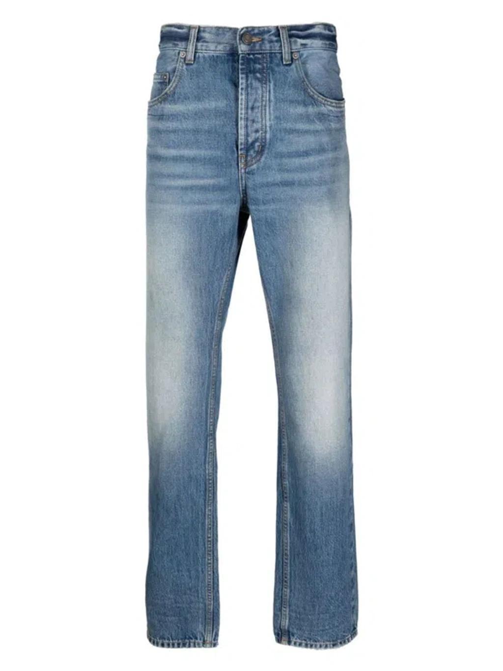 Men's Denim Cotton Jeans In Blue Product Image