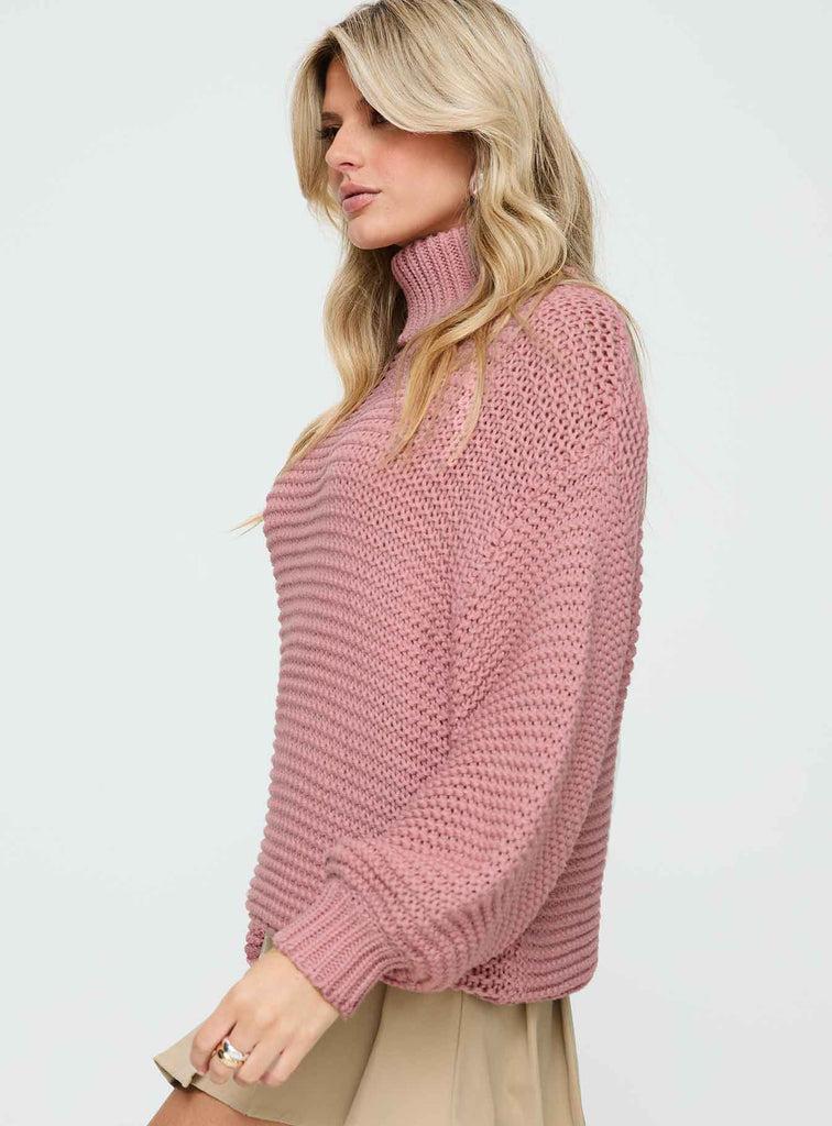 Hayworth Turtle Neck Sweater Pink Product Image