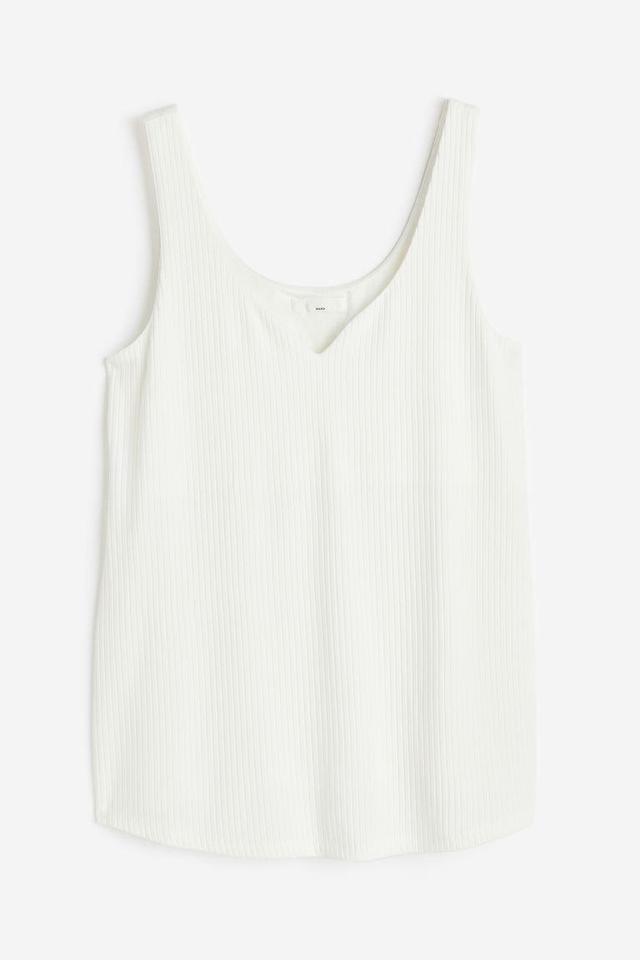 H & M - MAMA Ribbed Tank Top - White Product Image