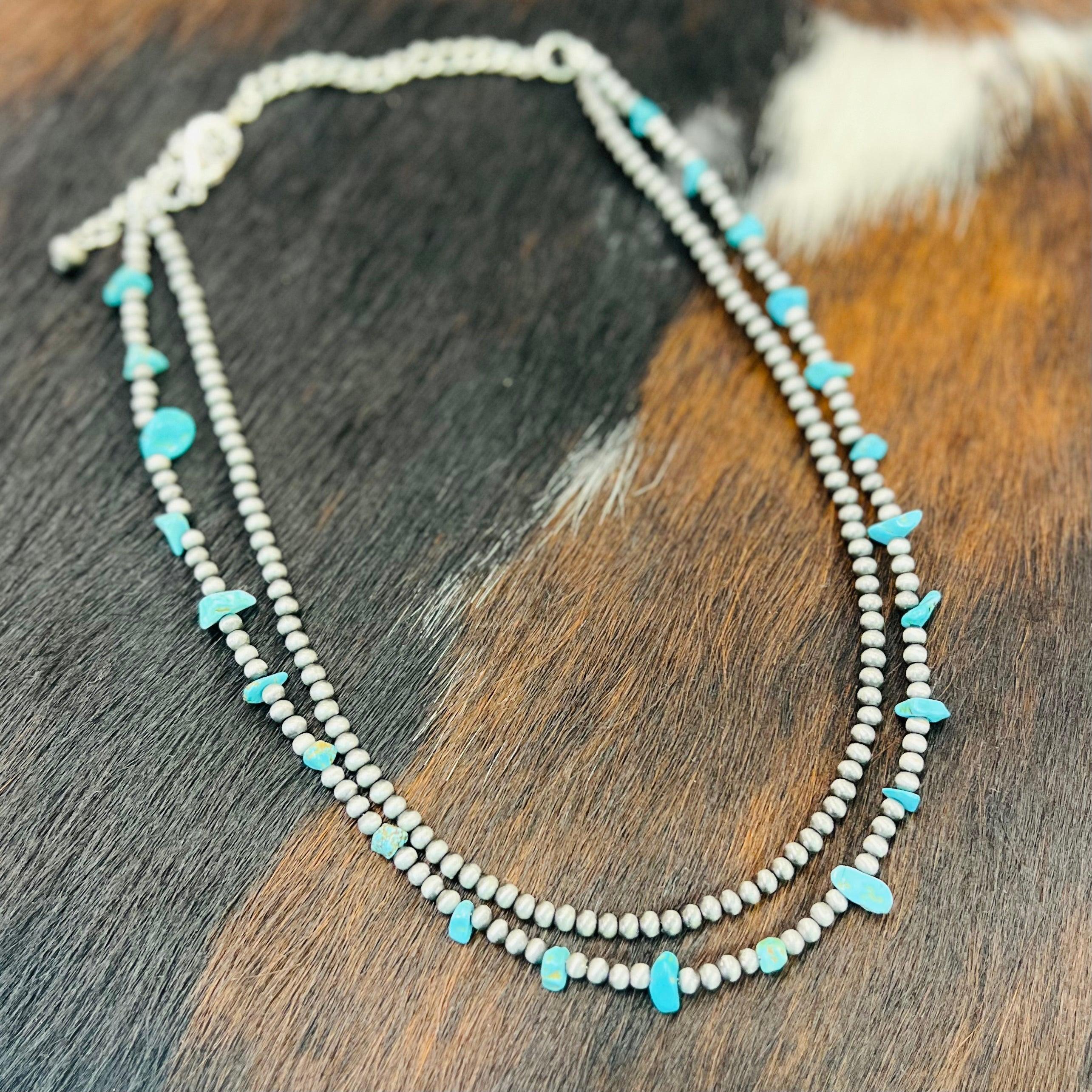 Double Or Nothing Turquoise Beaded Necklace product image