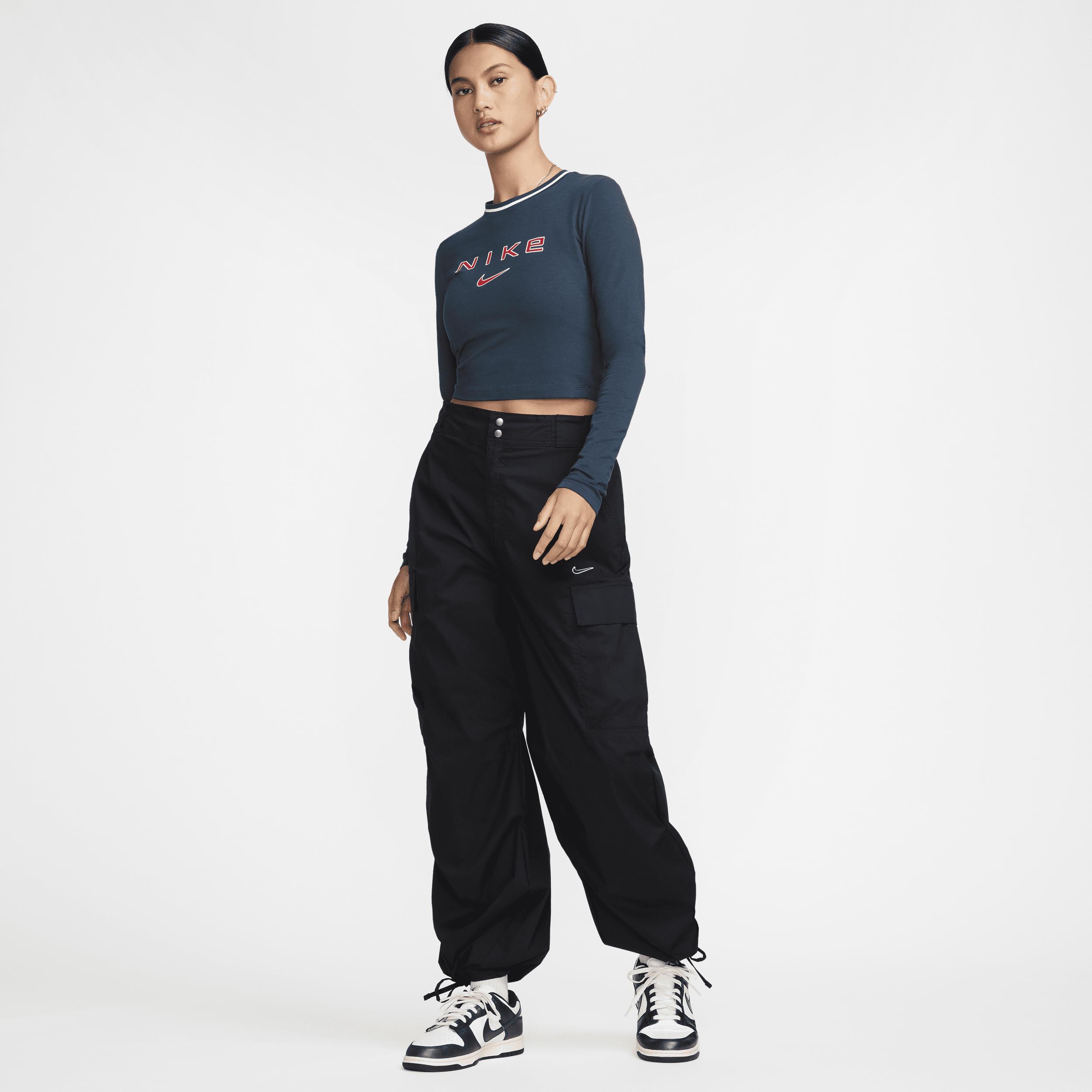 Womens Nike Sportswear Chill Knit Slim Long-Sleeve Cropped Graphic Tee Product Image