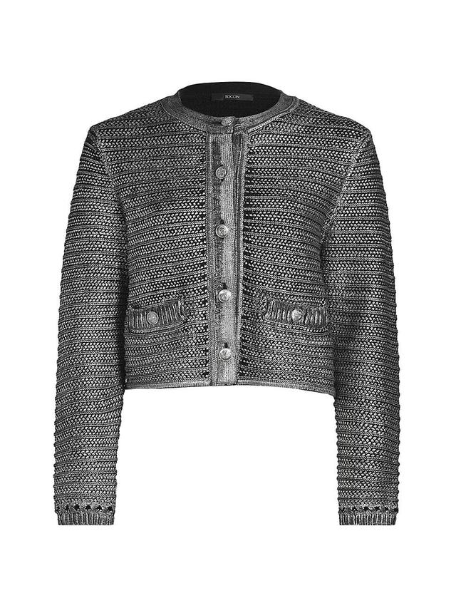 Womens Cecilia Metallic Cotton Knit Jacket Product Image