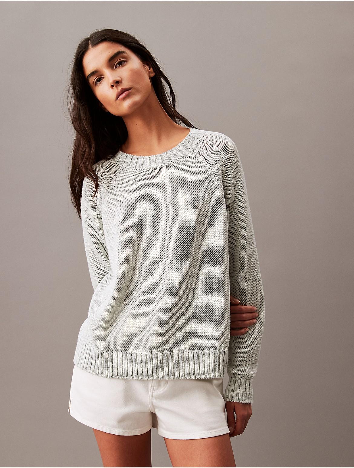 Calvin Klein Womens Open Stitch Crewneck Sweater - Blue - M Product Image