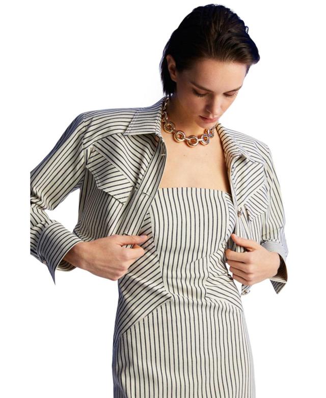 Nocturne Womens Striped Crop Jacket Product Image