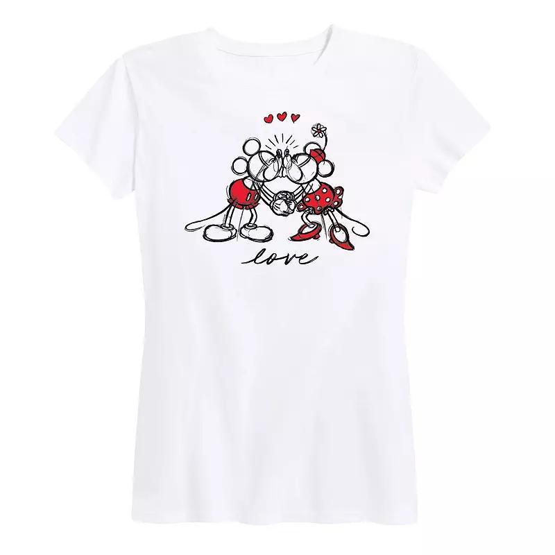 Disneys Mickey & Minnie Mouse Womens Love Sketch Graphic Tee Product Image