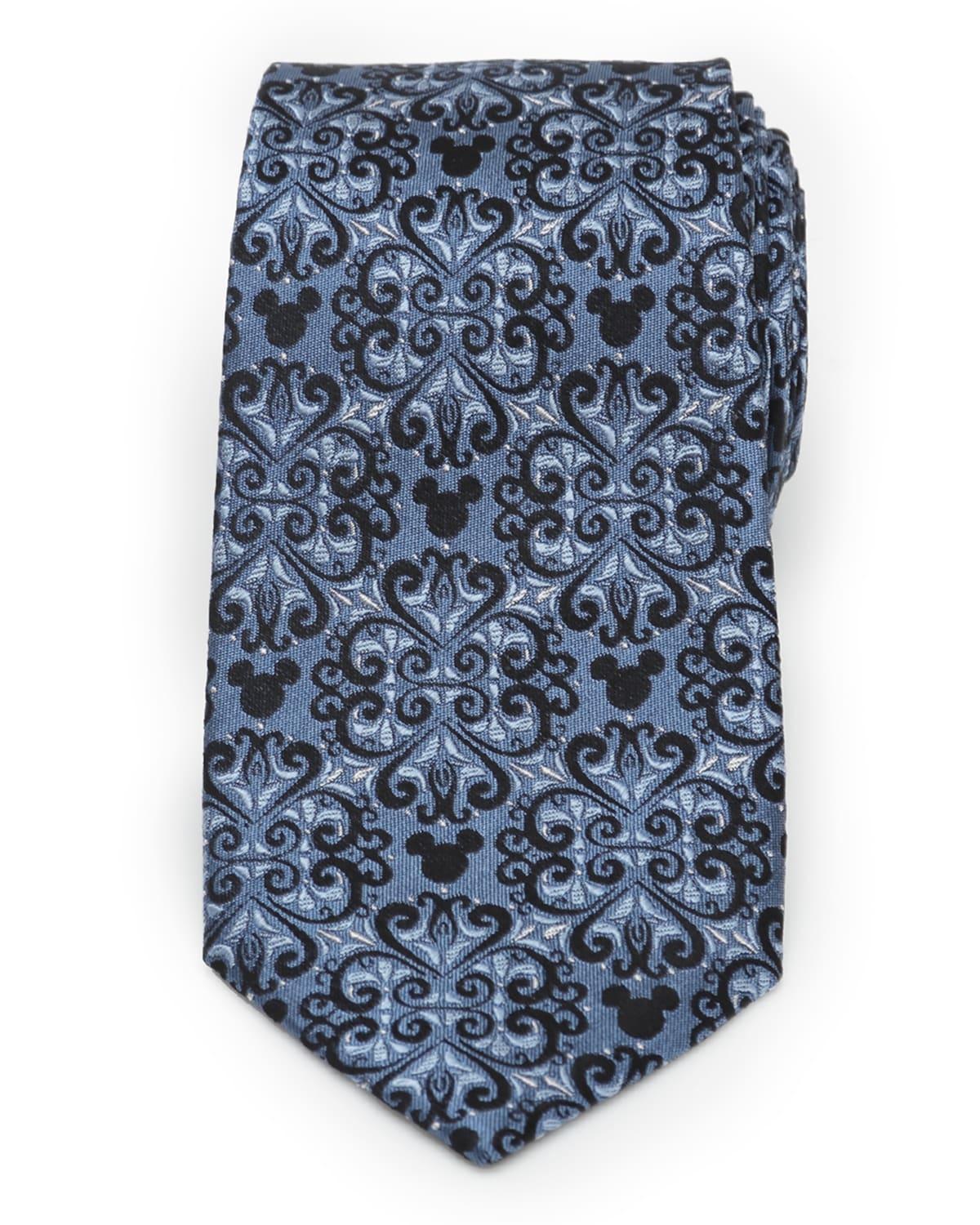 Mens Mickey Mouse Damask Tile Silk Tie Product Image