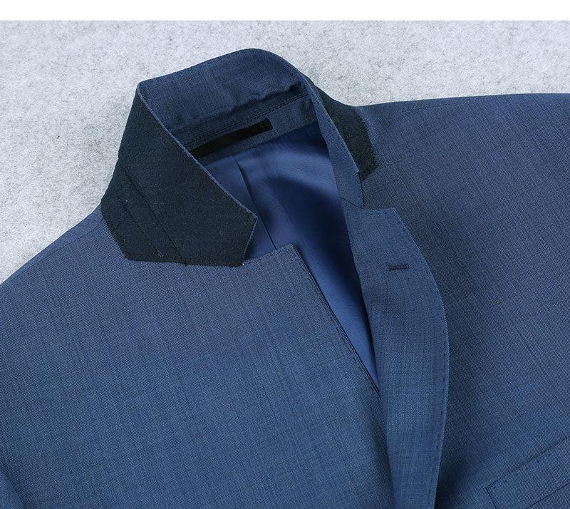 Wool Single Breasted Dress Suit Slim Fit 2 Piece 2 Button in Blue Product Image