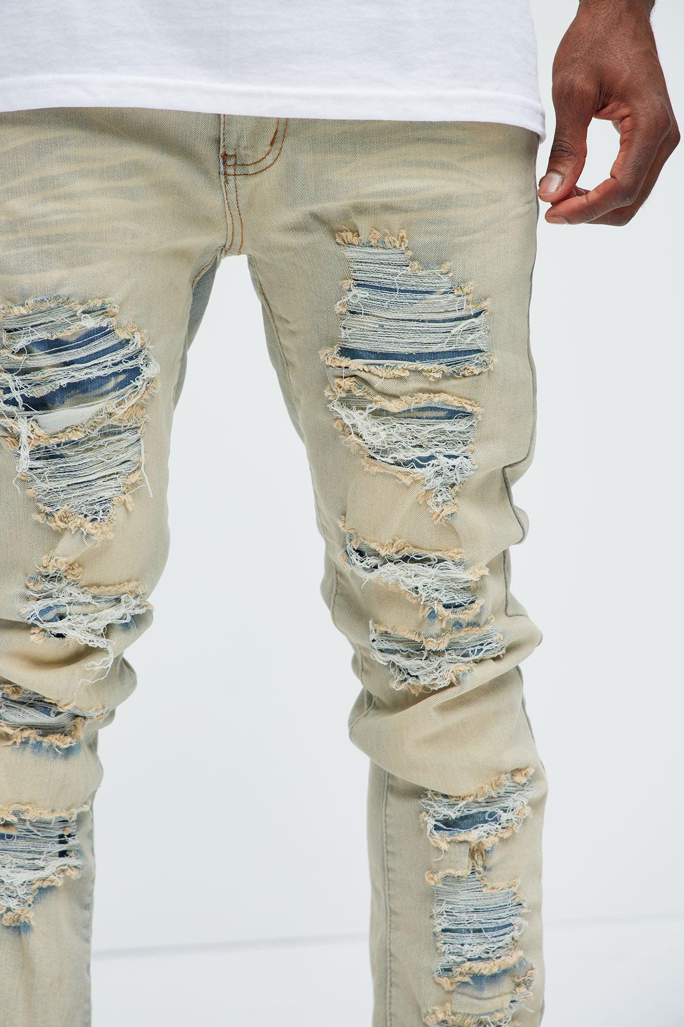 Plan Ahead Ripped Stacked Skinny Flare Jeans - Light Wash Product Image