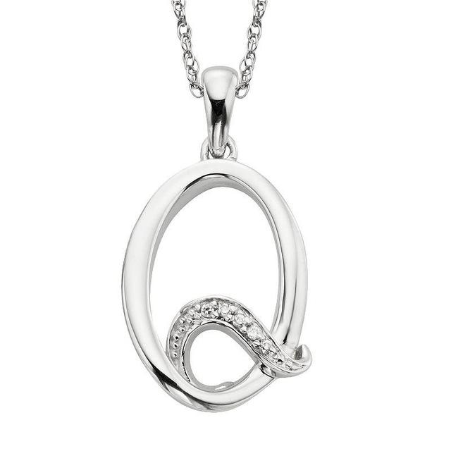 Sterling Silver Diamond Accent Initial Pendant, Womens Product Image