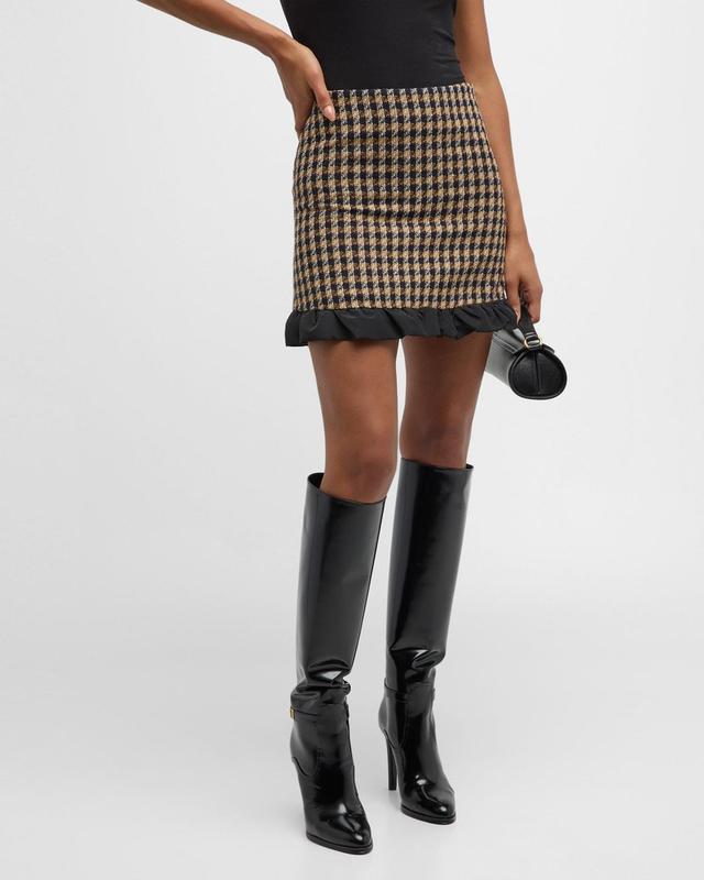 Womens Natia Plaid Twisted Ruffle Trim Miniskirt Product Image