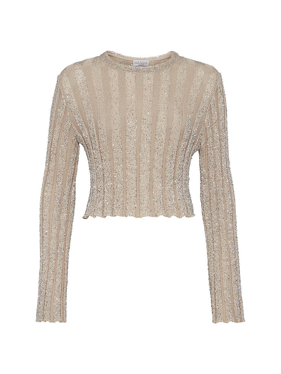 Plise Cropped Sweater with Paillette Detail Product Image