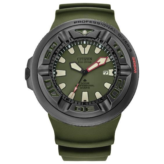 Men's Citizen Eco-DriveÂ® Promaster Diver Black PVD Watch with Green Dial (Model: Bj8057-09X) Product Image