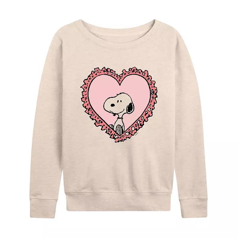 Womens Peanuts Snoopy Heart Frame Slouchy Graphic Sweatshirt Product Image