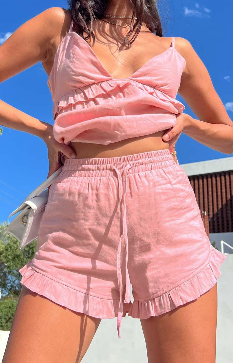 Lydia Pink Linen Blend Shorts Product Image