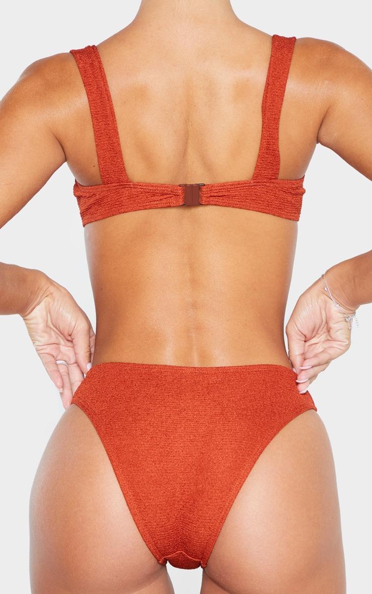 Brown Mini Crinkle Cheeky Bum Bikini Bottom Product Image