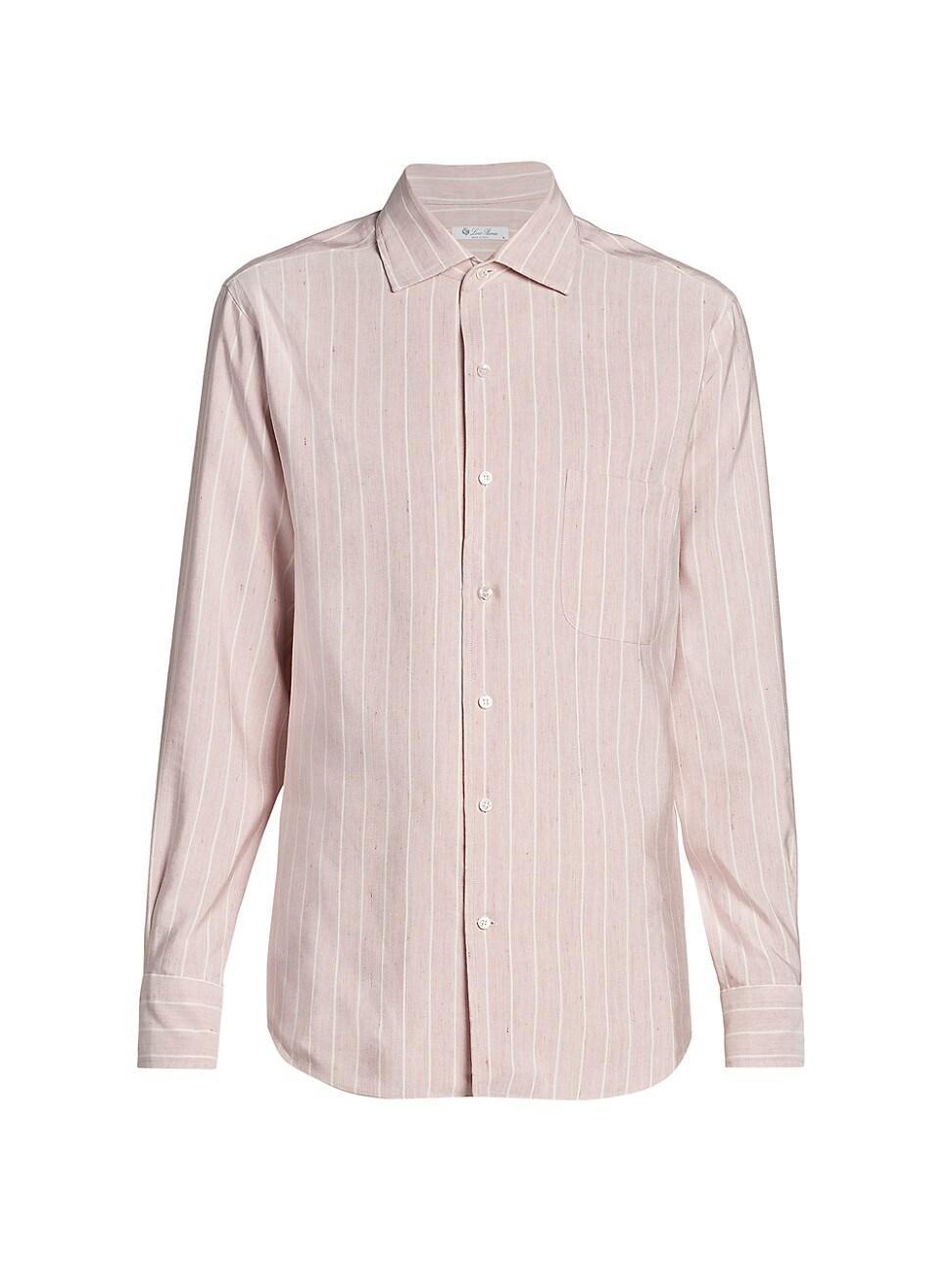 Mens Linen Striped Button-Up Shirt Product Image