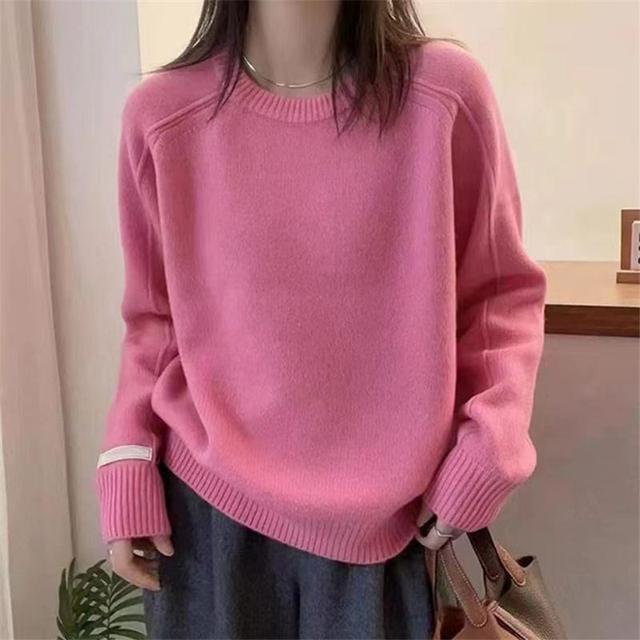 Round Neck Plain Sweater Product Image