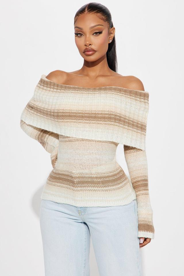 Lily Striped Off Shoulder Sweater - Cream/combo Product Image