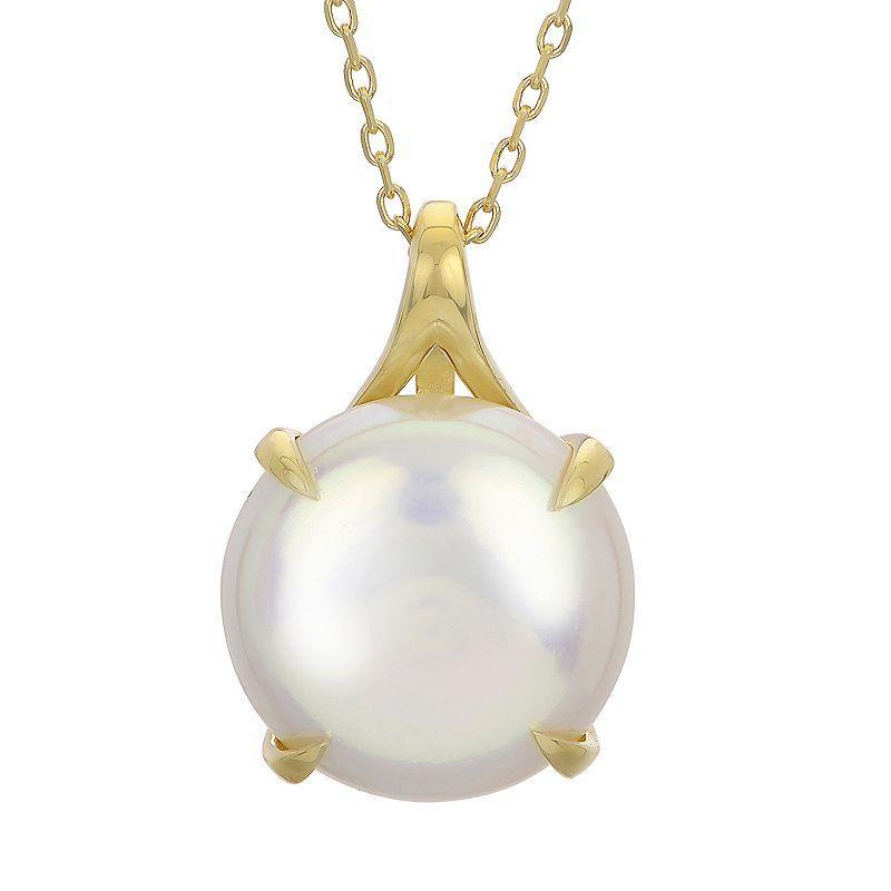 PearLustre by Imperial 14k Gold Freshwater Cultured Coin Pearl Pendant Necklace, Womens Product Image