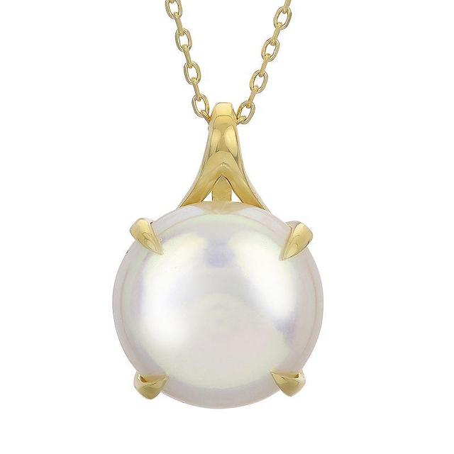 PearLustre by Imperial 14k Gold Freshwater Cultured Coin Pearl Pendant Necklace, Womens White Product Image