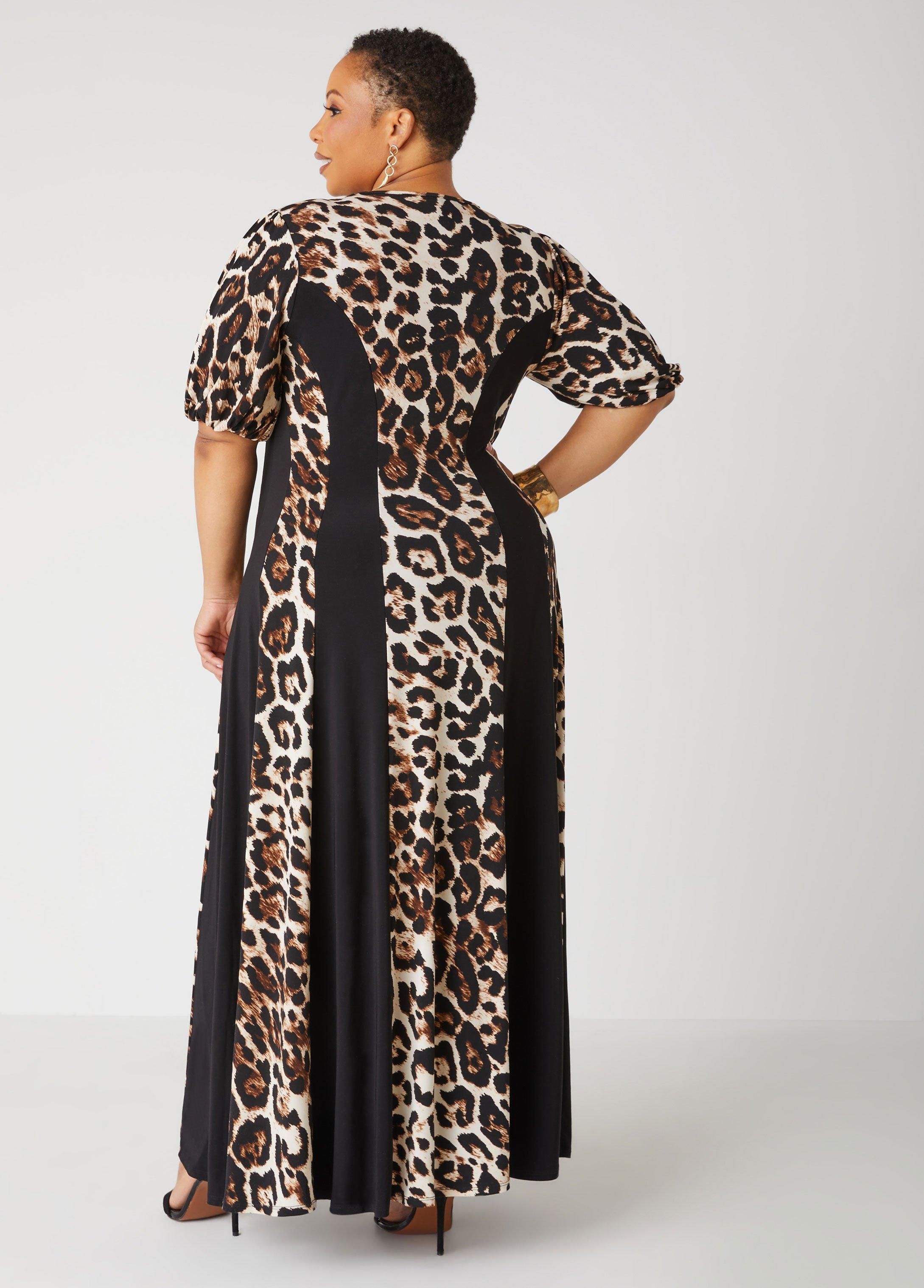 Leopard Paneled Maxi Dress Product Image