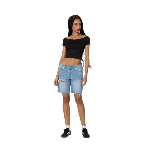 Edikted Womens Riptide Denim Bermuda Shorts Product Image