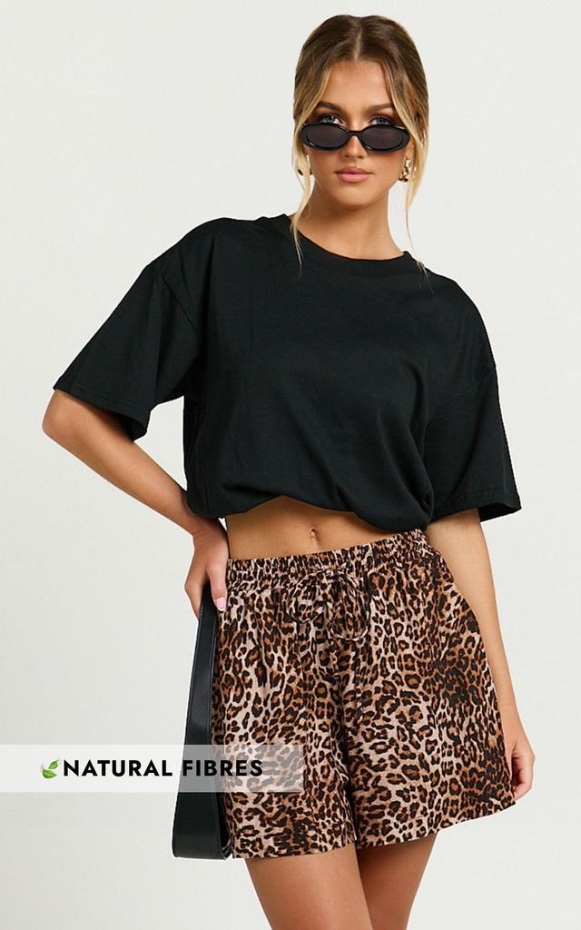 Lopez Shorts - High Waisted Shorts in Tonal Leopard Print Product Image