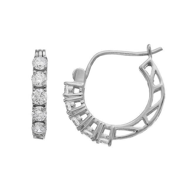 Rosabella Sterling Silver Cubic Zirconia Huggie Hoop Earrings, Womens, White Product Image