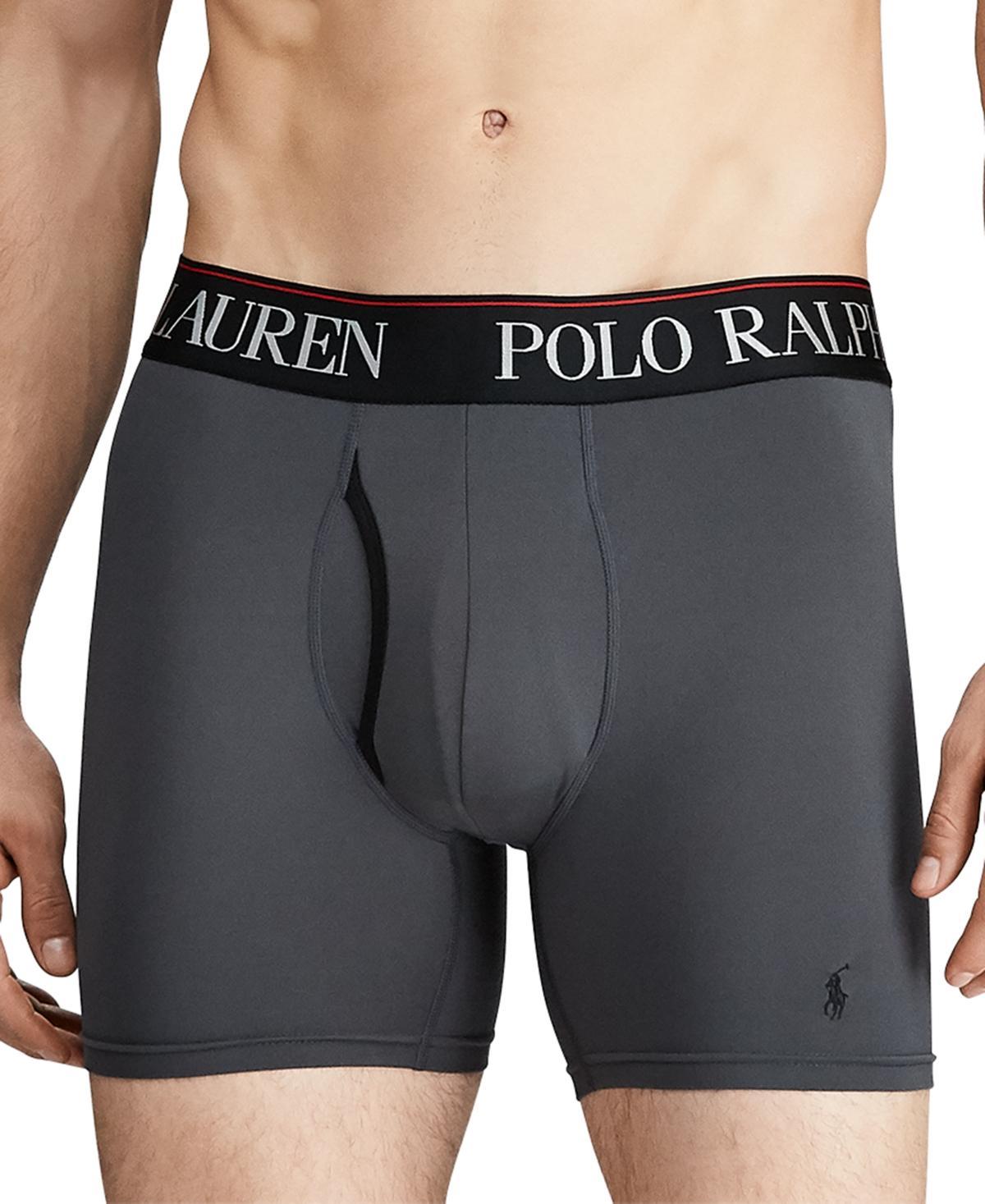 Polo Ralph Lauren Mens 3-Pack. 4-d Flex Cool Microfiber Boxer Briefs - Charcoal /Rugby Royal /Polo Black Product Image