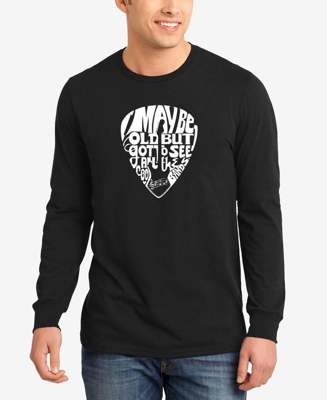 La Pop Art Mens Guitar Pick Word Art Long Sleeve T-shirt Product Image