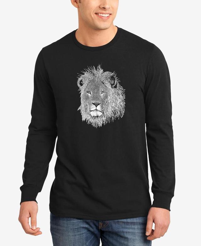 Mens Word Art Long Sleeve Lion T-shirt Product Image