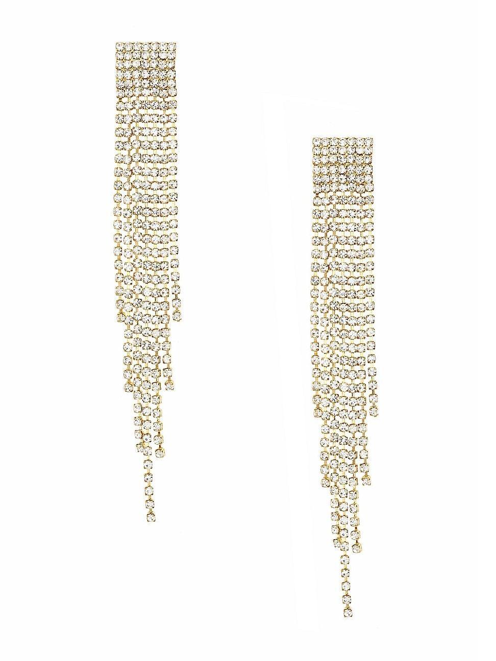 Womens Crystal Fringe 18K Gold-Plated Dangle Earrings Product Image