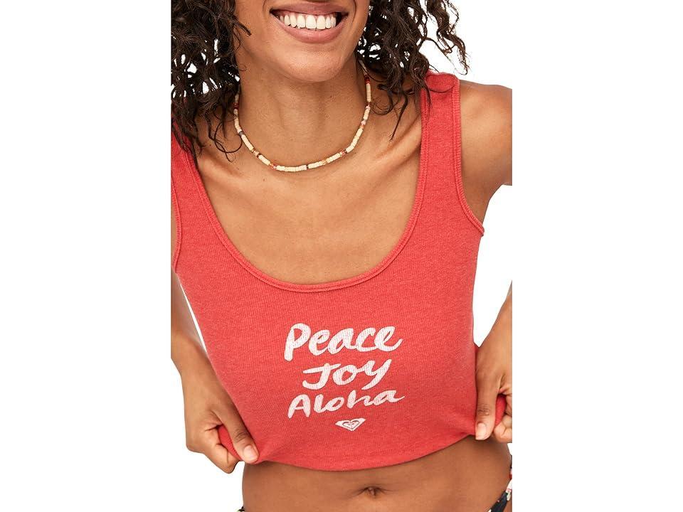 Roxy Peace Joy Aloha Ribbed Tank Top (Bittersweet) Women's Clothing Product Image