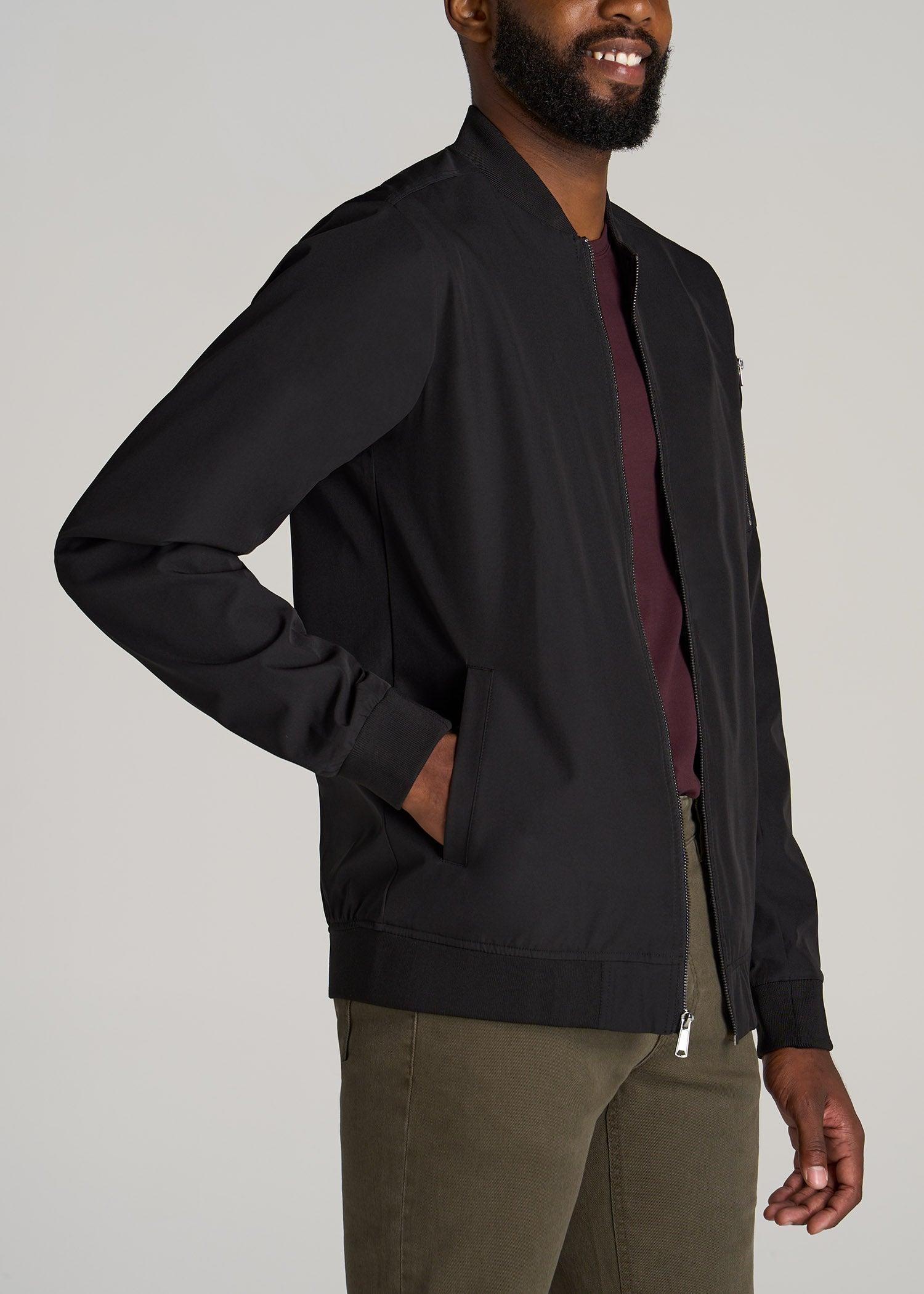 Bomber Jackets for Tall Men in Black Male Product Image