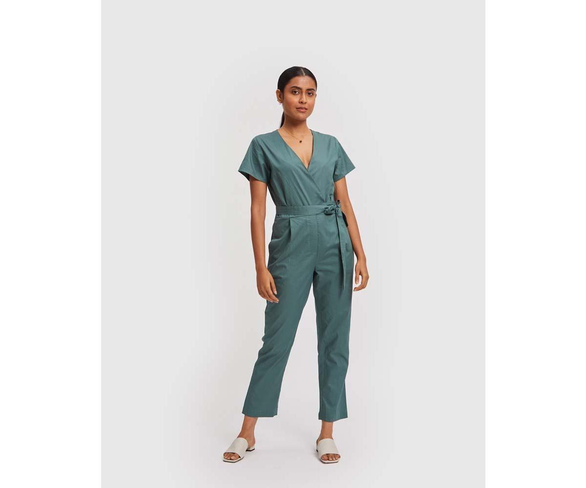 Womens Cropped Wrap Jumpsuit product image