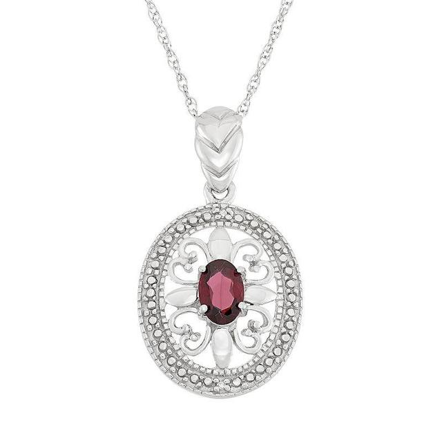 Jewelexcess Garnet & Diamond Accent Sterling Silver Pendant Necklace, Womens Red Product Image