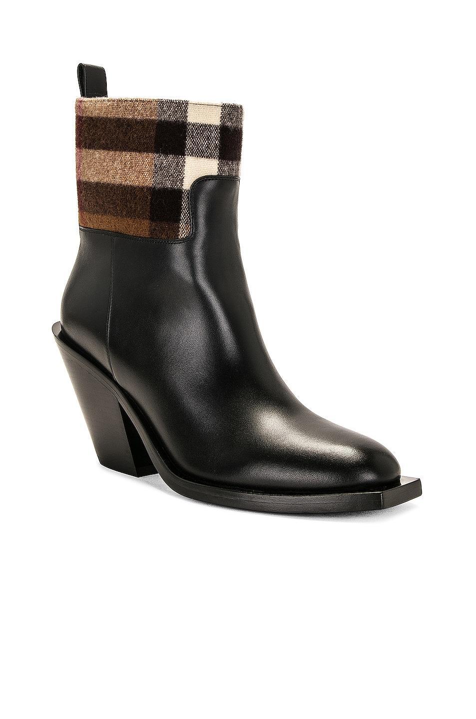 Burberry Danielle Low Boot in Black & Dark Birch Brown - Brown. Size 38 (also in 35, 39, 39.5). Product Image