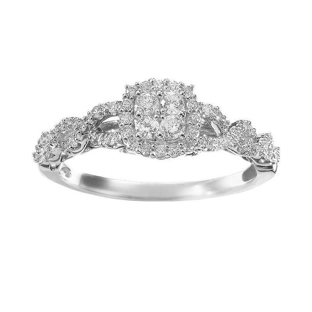 Simply Vera Vera Wang Diamond Twist Frame Engagement Ring in 14k White Gold (1/3 ct. T.W.), Womens 14k Whgold Product Image