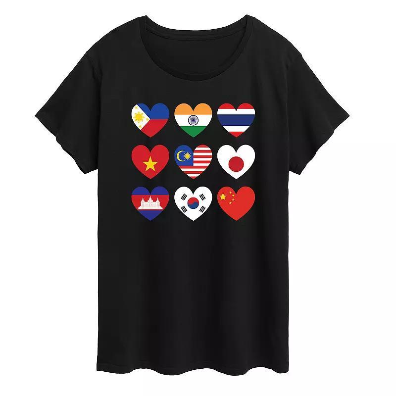 Plus AAPI Heart Flags Graphic Tee, Womens Product Image