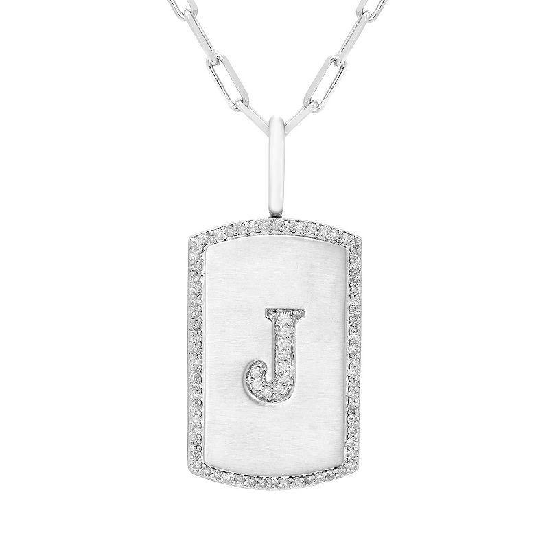 Its Personal Initial Sterling Silver & 1/4 Carat T.W. Diamond Dog Tag Necklace, Womens White Product Image