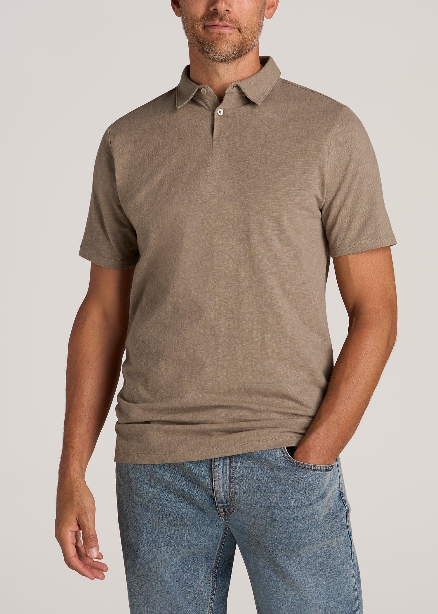 Slub Self Collar Tall Polo Shirt in Chambray Male Product Image