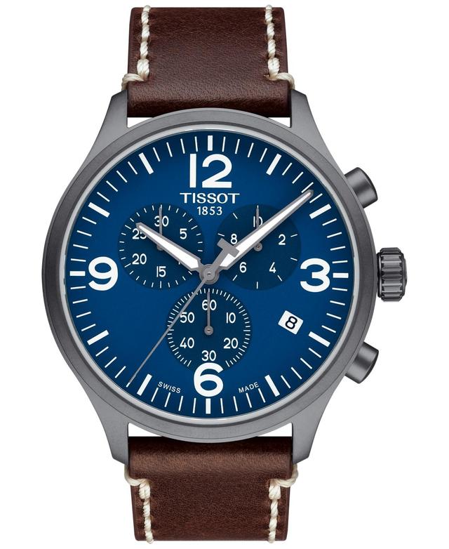 Tissot Mens Swiss Chrono Xl Brown Leather Strap Watch 45mm Product Image