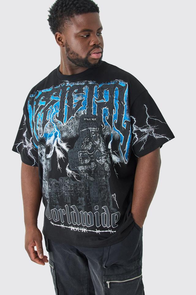 Plus Oversized Official Gravestone Graphic T-shirt | boohooMAN USA Product Image