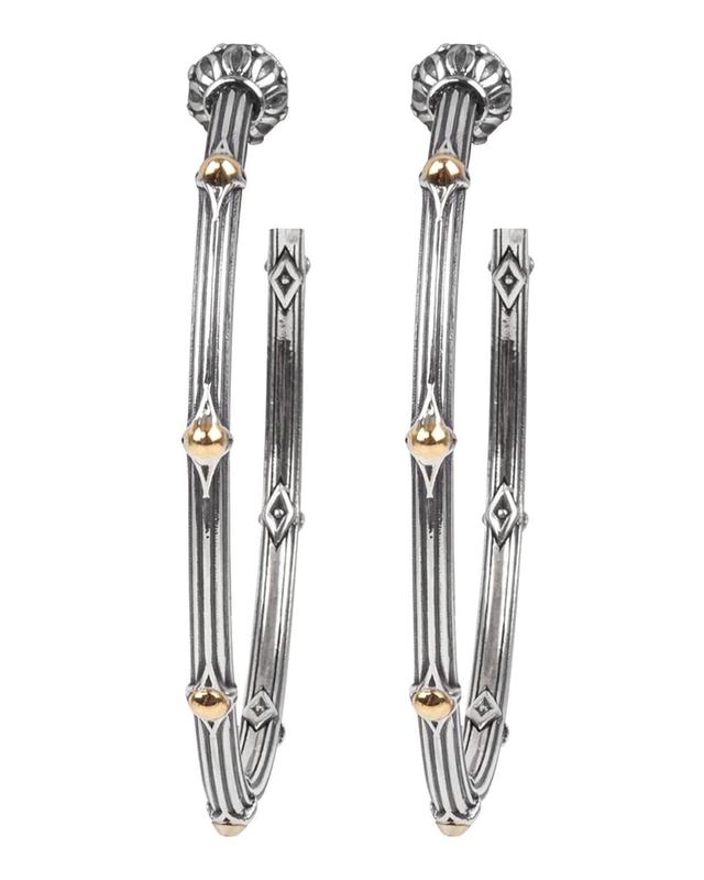 Konstantino Delos Two-Tone Medium Hoop Earrings - GOLD AND SILVER Product Image