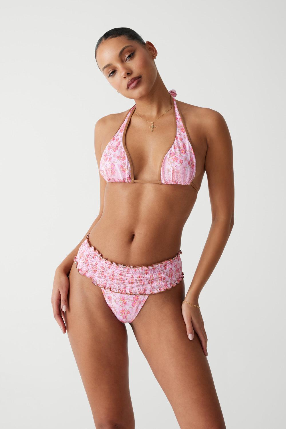 Sofie Floral Micro Bikini Bottom - Watercolor Hibiscus Product Image