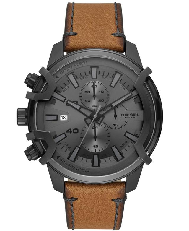 Diesel Mens Griffed Chronograph Brown Leather Watch 48mm Product Image