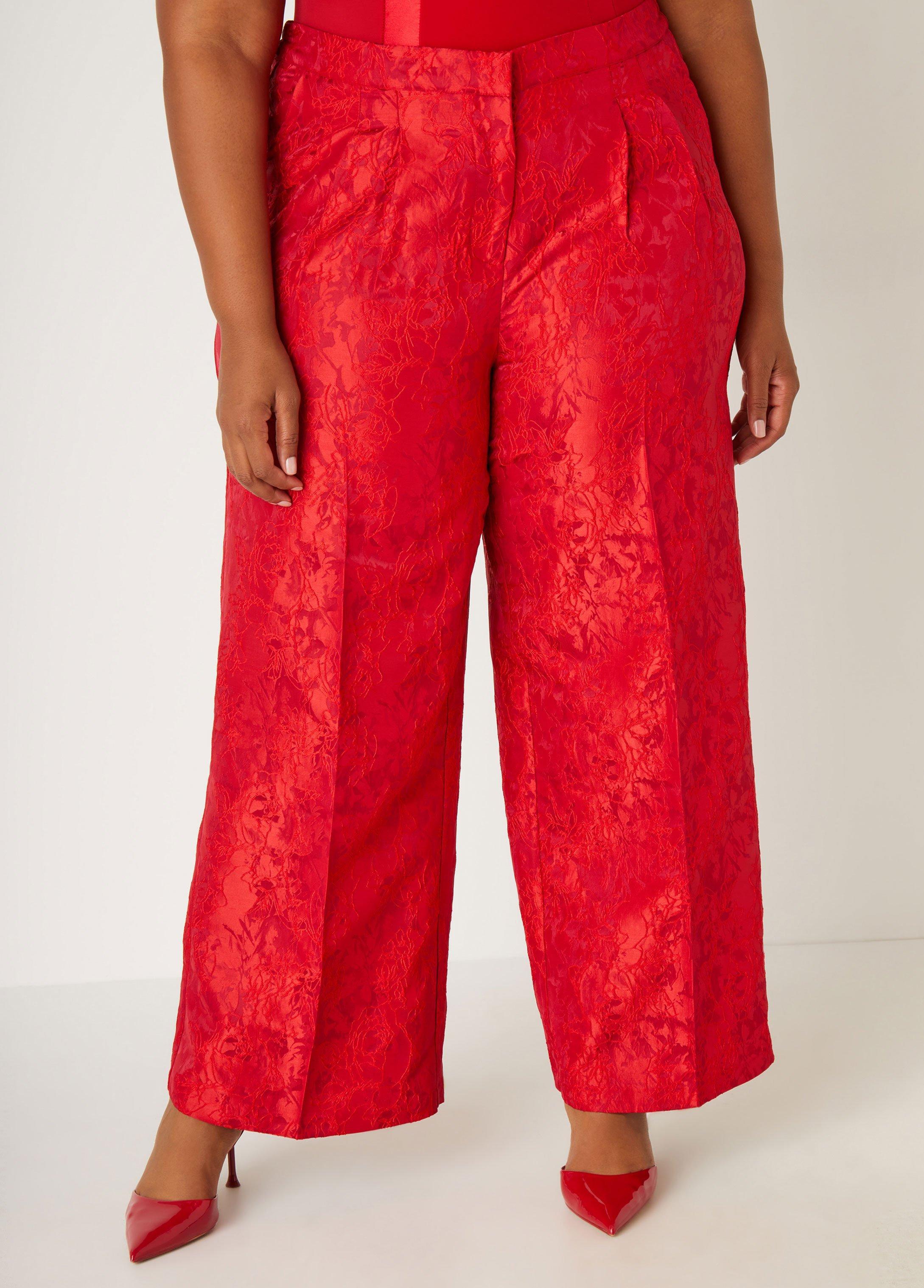 Embroidered Jacquard Wide Leg Pants Product Image